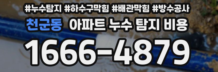 천군동 아파트 누수 탐지 비용