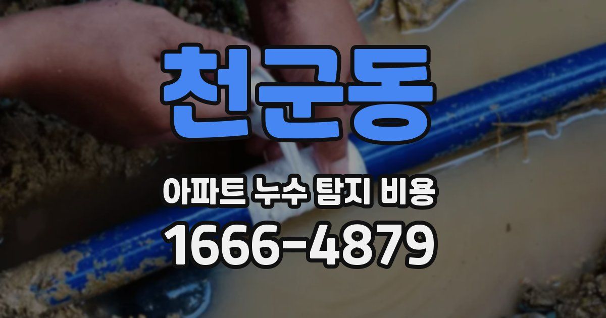 천군동 아파트 누수 탐지 비용