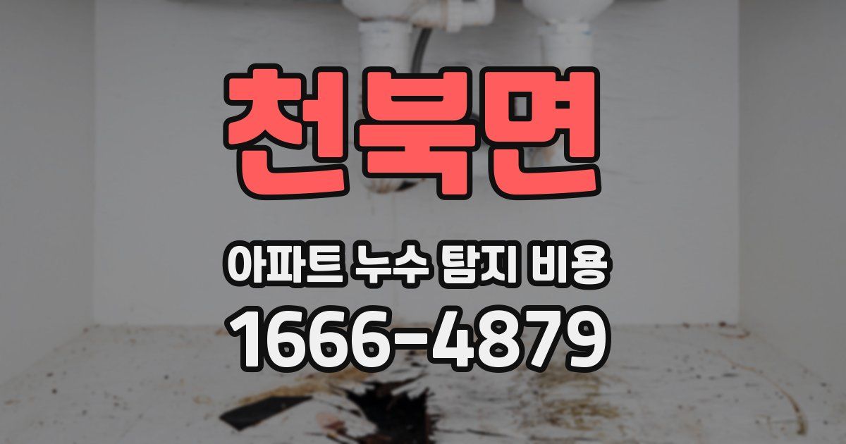 천북면 아파트 누수 탐지 비용