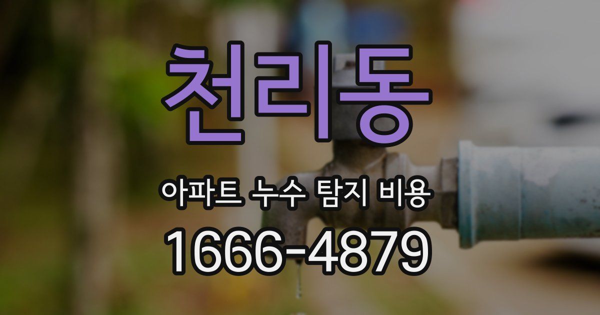 천리동 아파트 누수 탐지 비용