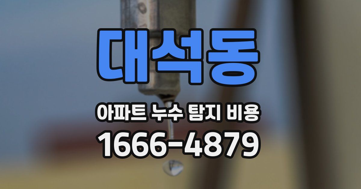 대석동 아파트 누수 탐지 비용