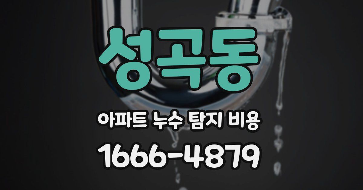 성곡동 아파트 누수 탐지 비용