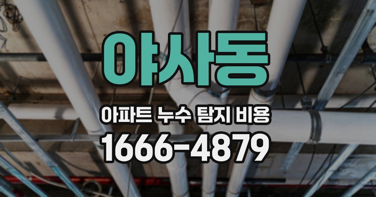 야사동 아파트 누수 탐지 비용