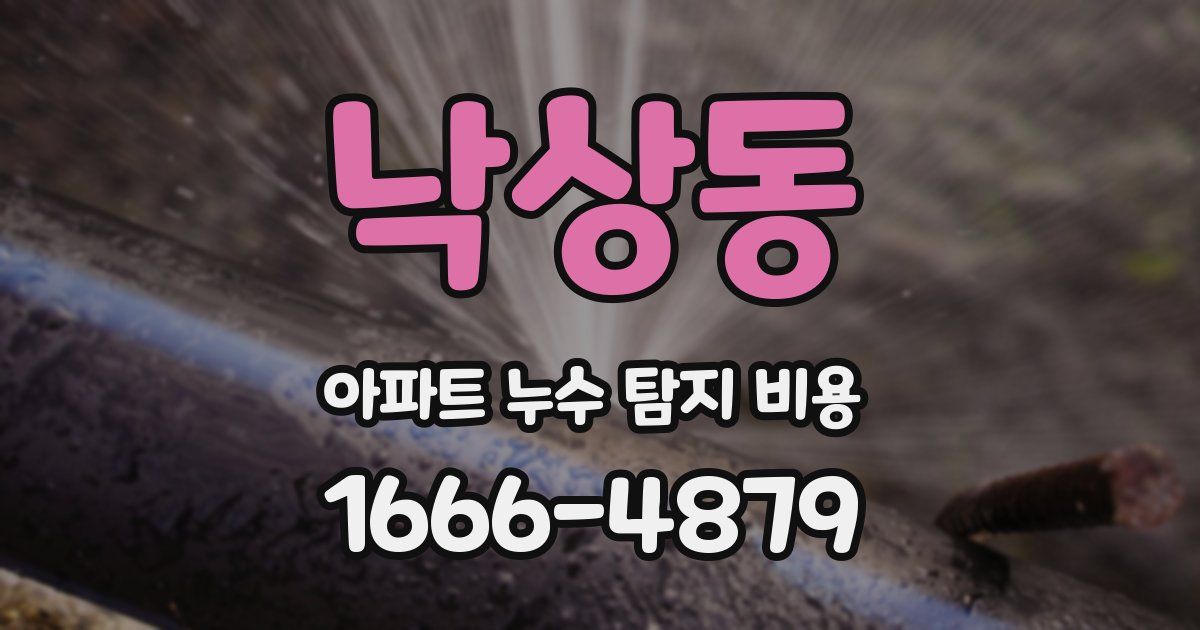 낙상동 아파트 누수 탐지 비용