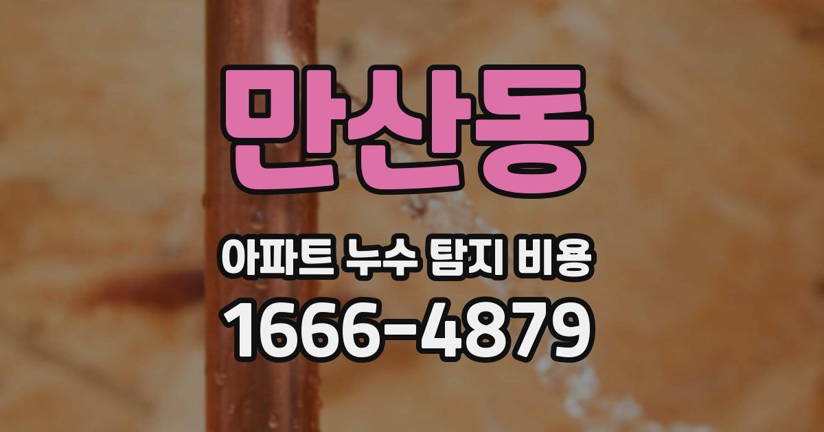 만산동 아파트 누수 탐지 비용