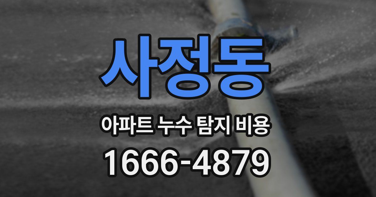 사정동 아파트 누수 탐지 비용