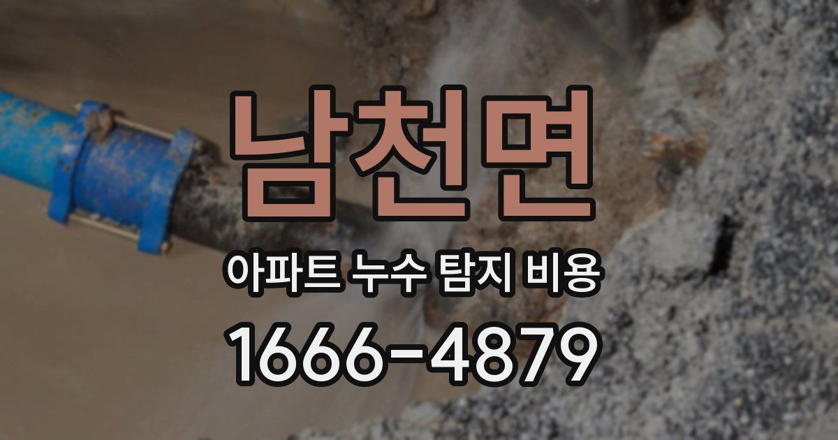 남천면 아파트 누수 탐지 비용