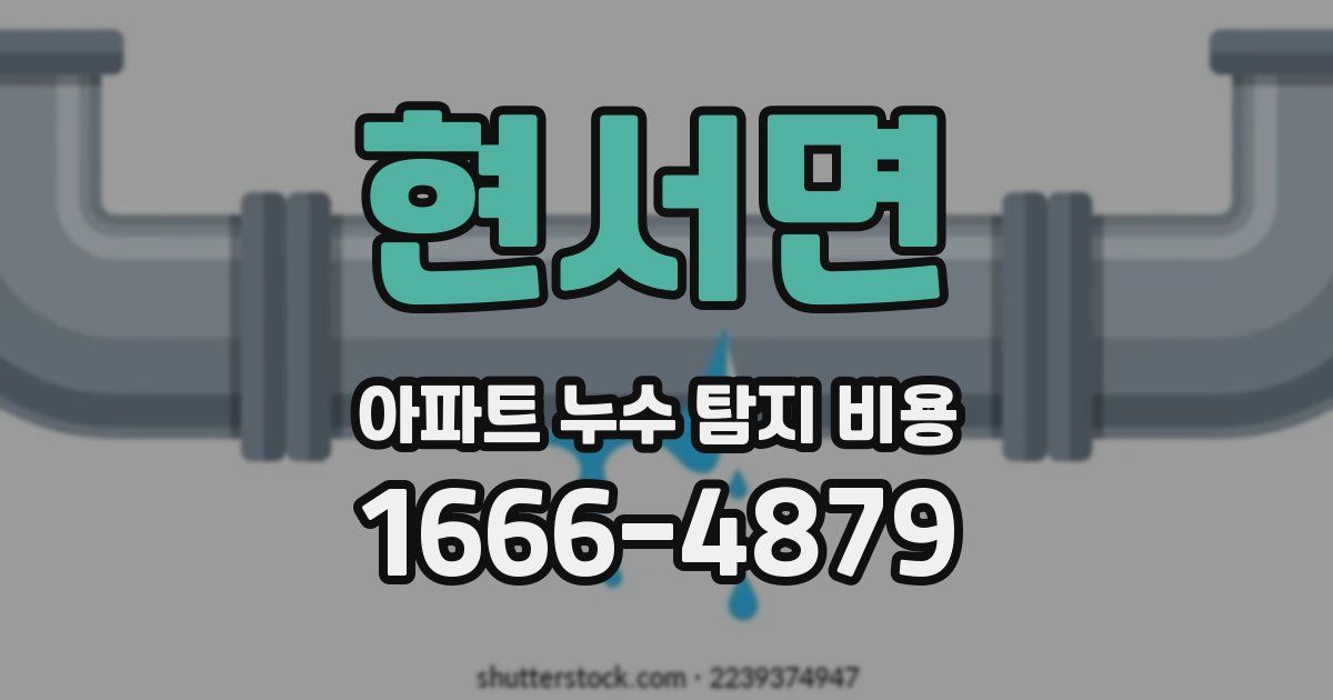 현서면 아파트 누수 탐지 비용