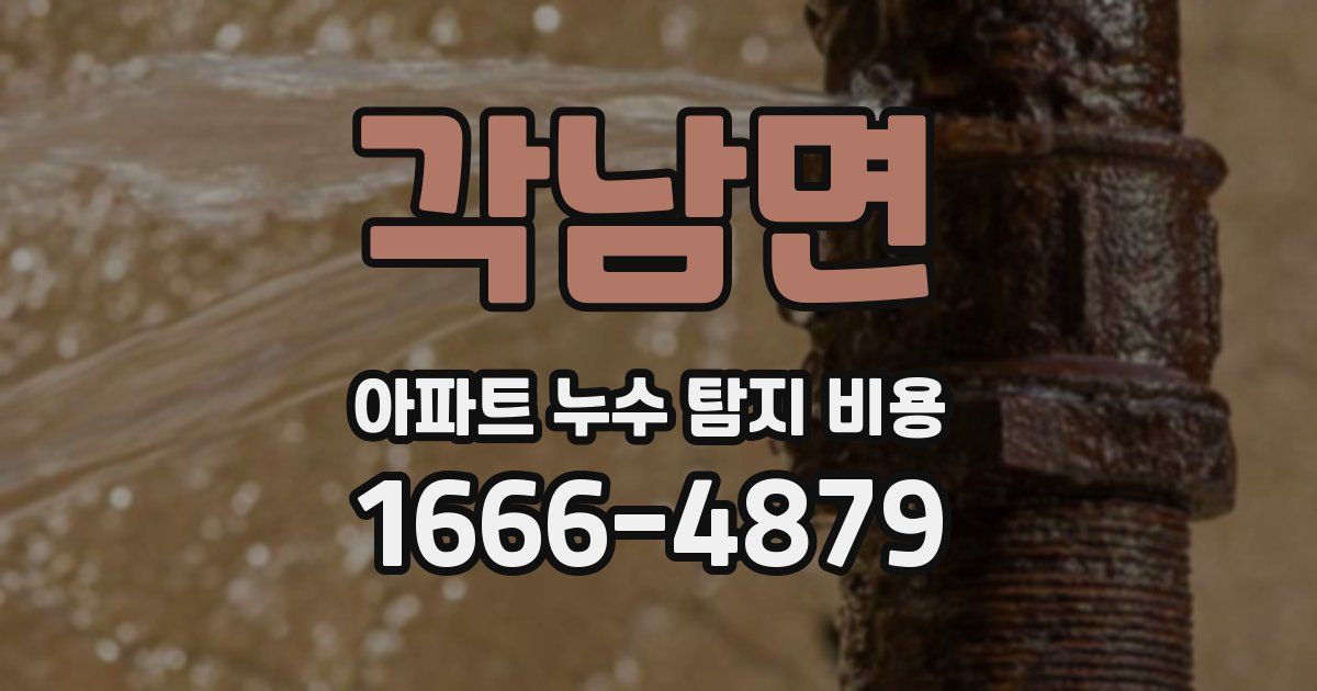 각남면 아파트 누수 탐지 비용