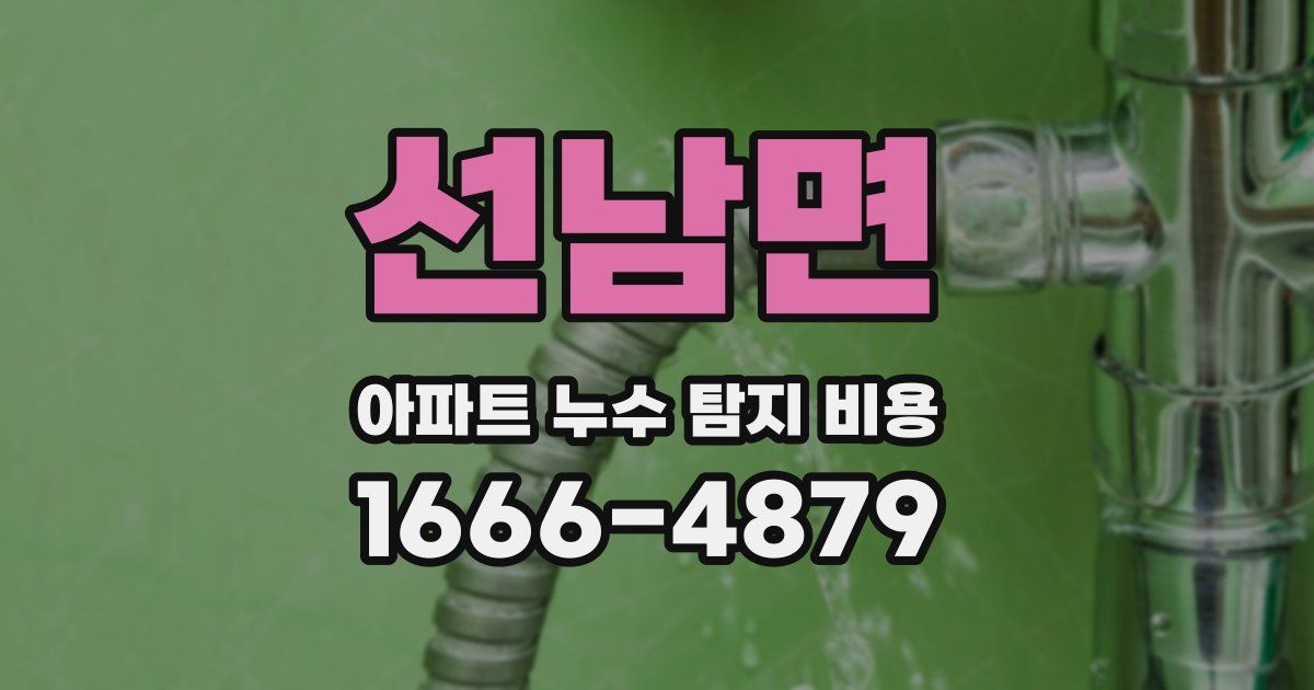 선남면 아파트 누수 탐지 비용