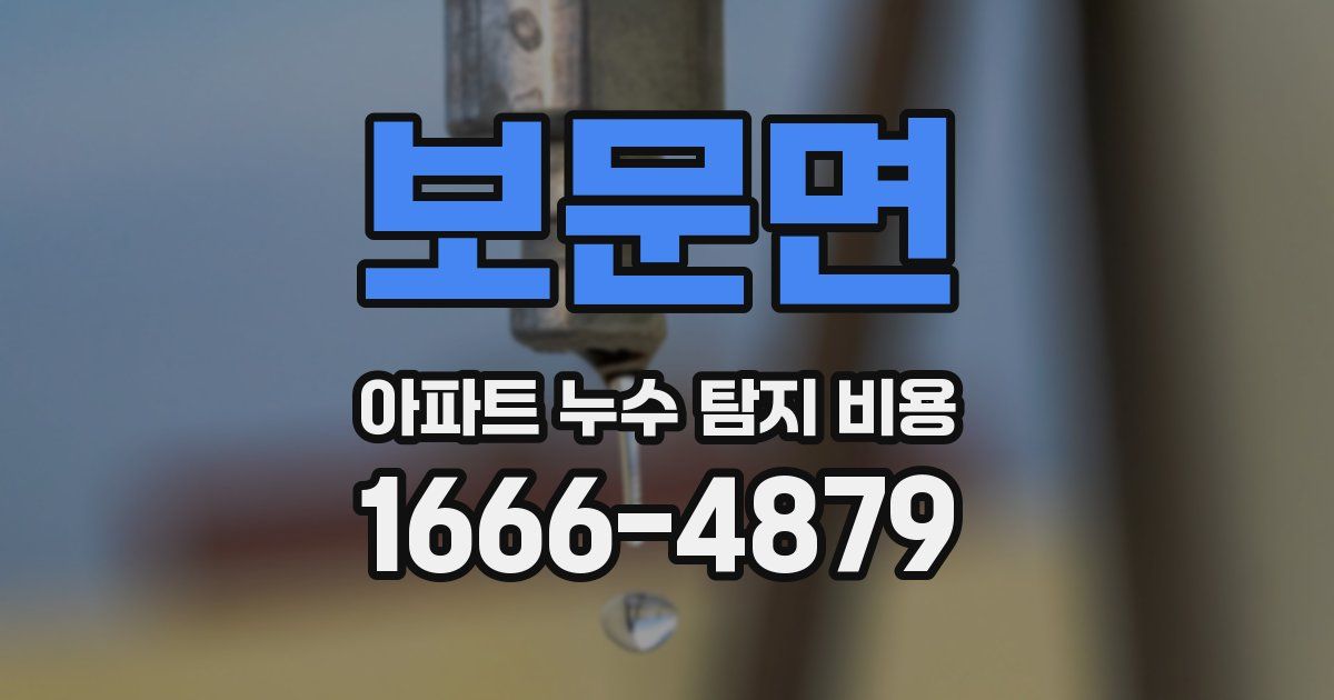 보문면 아파트 누수 탐지 비용