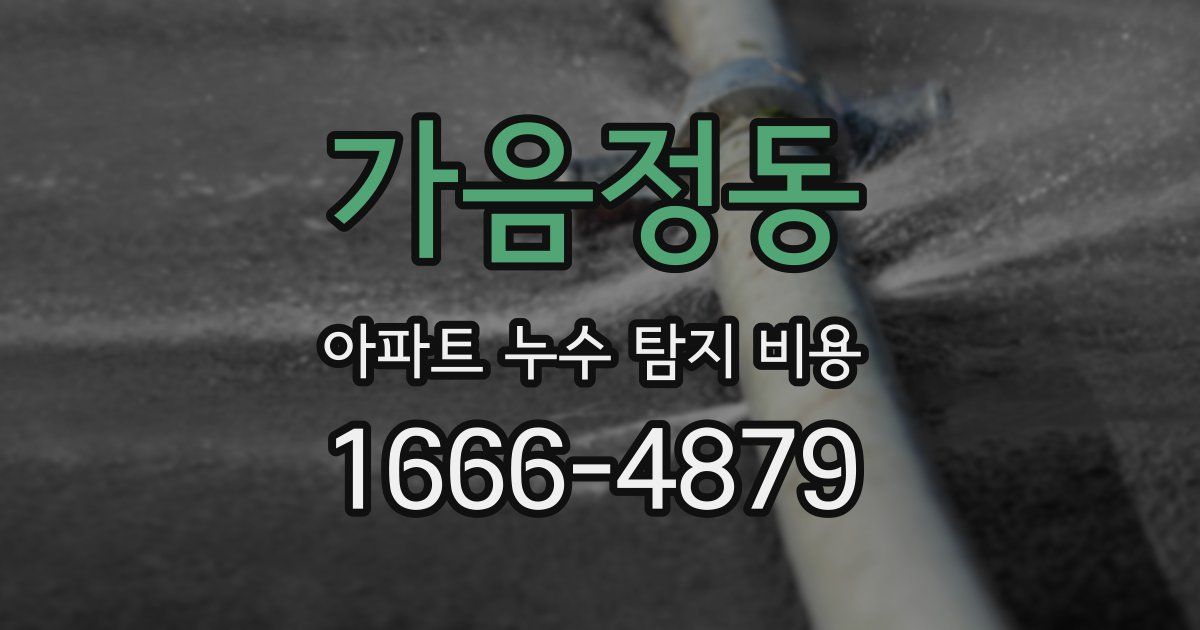 가음정동 아파트 누수 탐지 비용