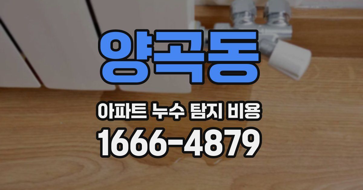 양곡동 아파트 누수 탐지 비용