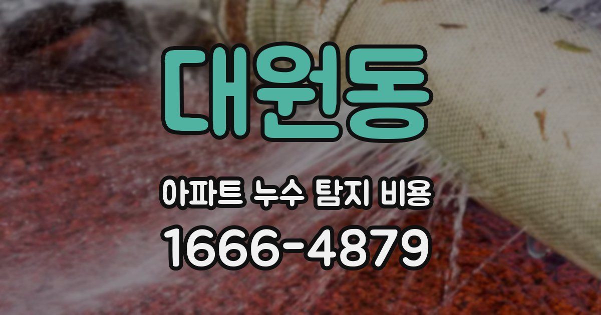 대원동 아파트 누수 탐지 비용
