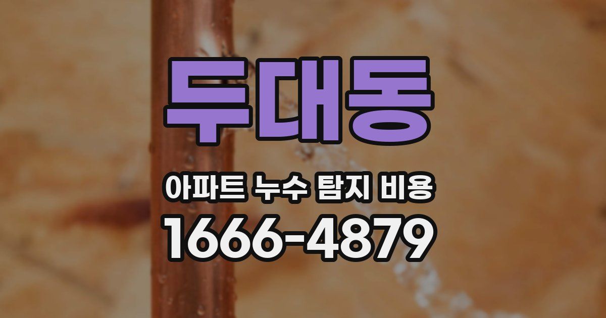 두대동 아파트 누수 탐지 비용