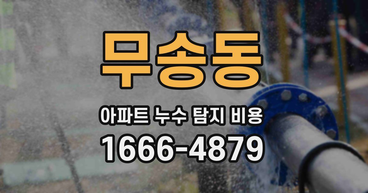 무송동 아파트 누수 탐지 비용