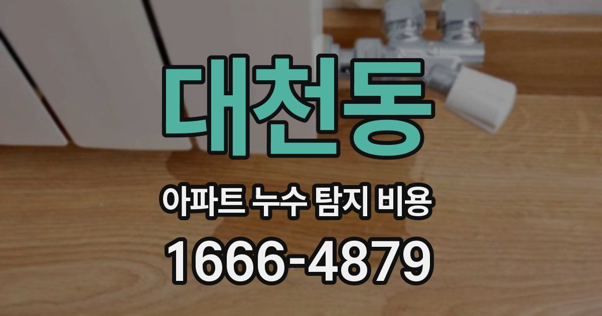 대천동 아파트 누수 탐지 비용