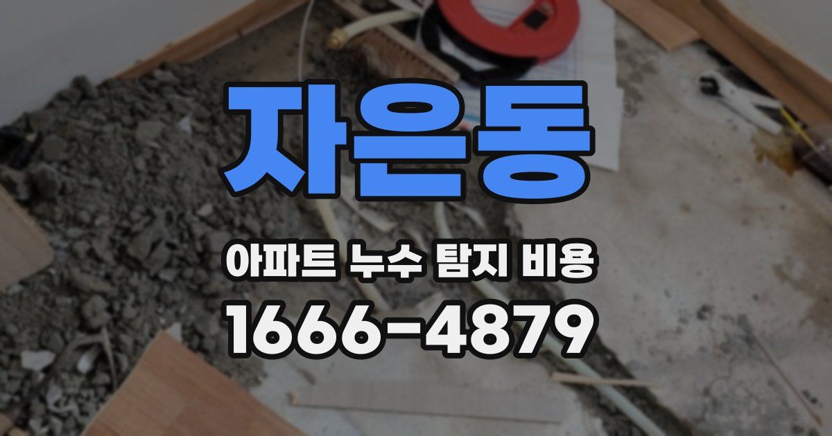 자은동 아파트 누수 탐지 비용