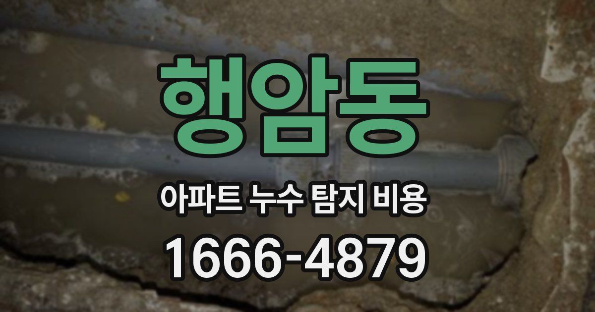 행암동 아파트 누수 탐지 비용