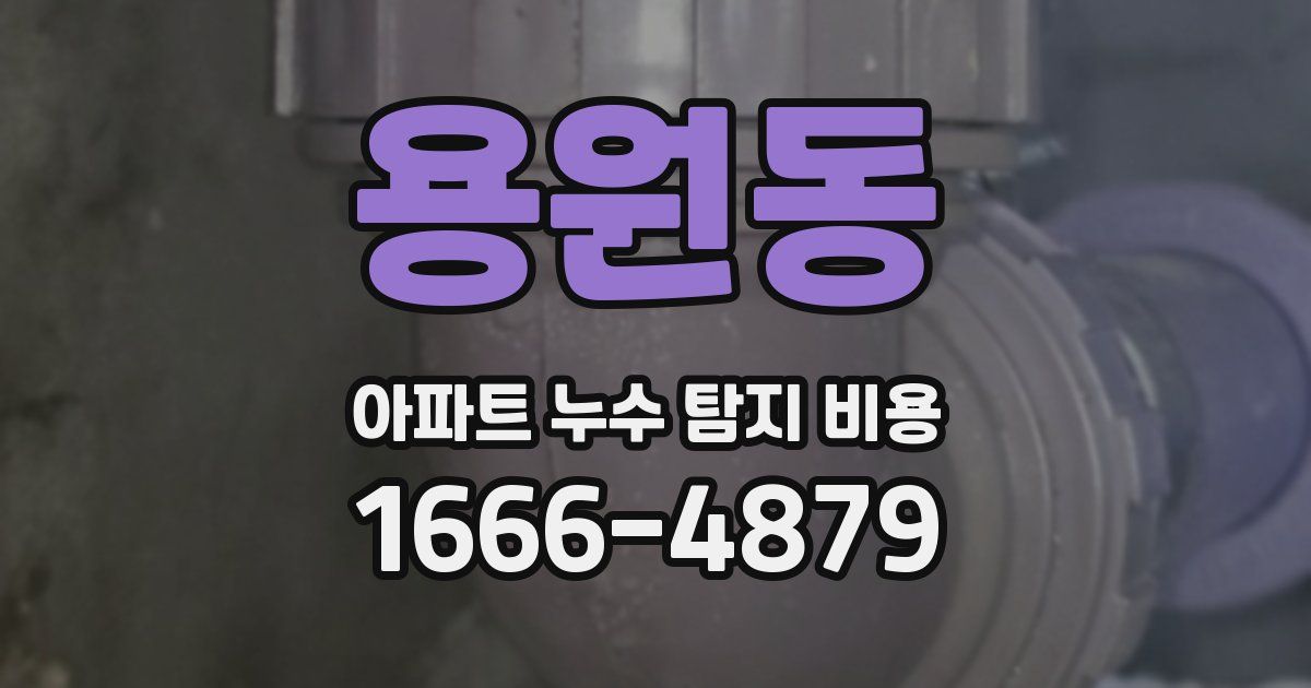 용원동 아파트 누수 탐지 비용