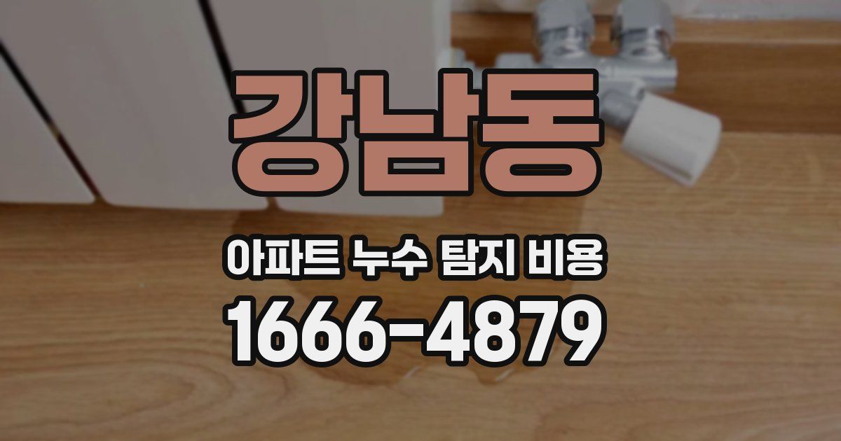 강남동 아파트 누수 탐지 비용
