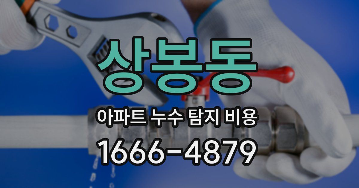 상봉동 아파트 누수 탐지 비용