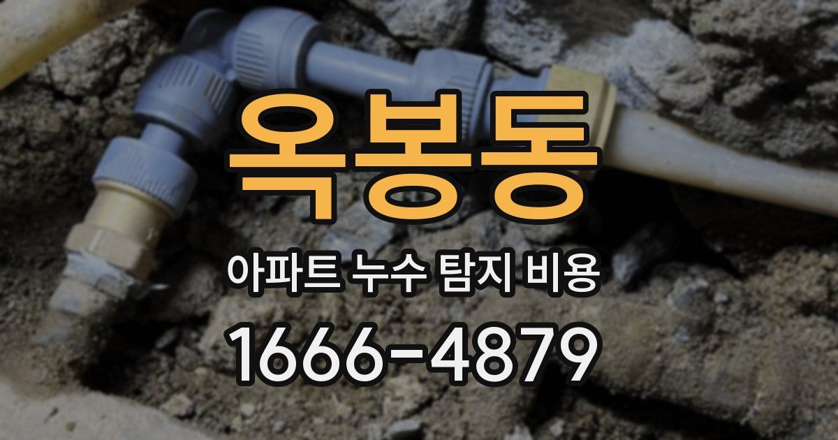 옥봉동 아파트 누수 탐지 비용