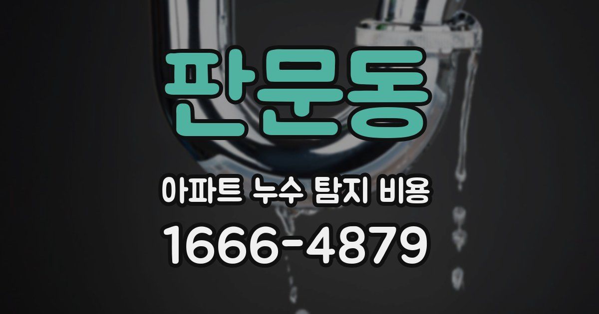 판문동 아파트 누수 탐지 비용