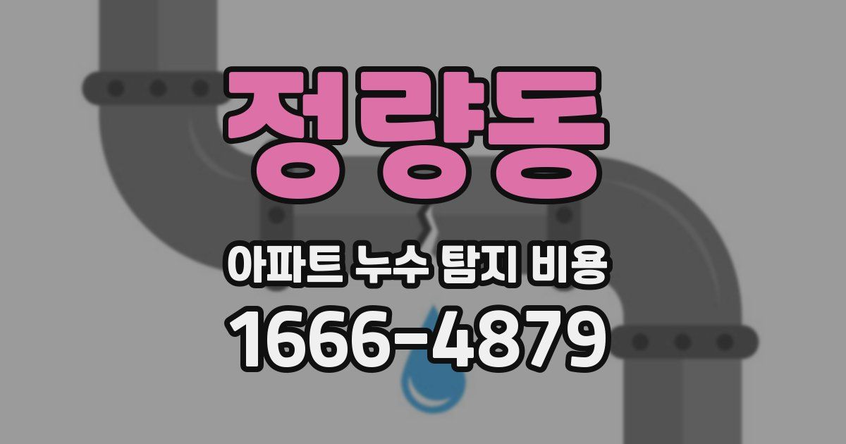 정량동 아파트 누수 탐지 비용
