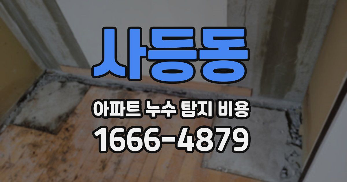 사등동 아파트 누수 탐지 비용