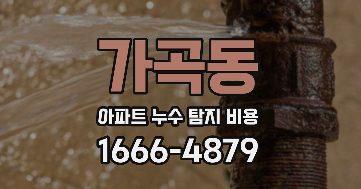 가곡동 아파트 누수 탐지 비용