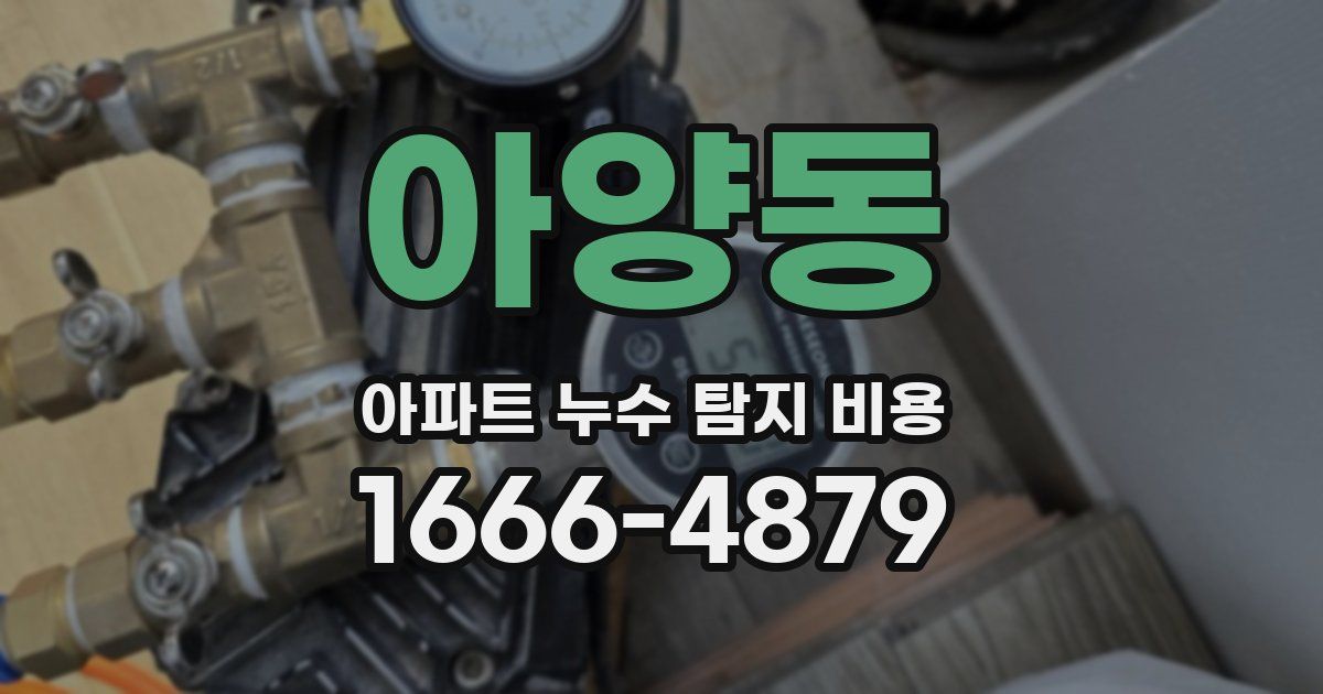 아양동 아파트 누수 탐지 비용