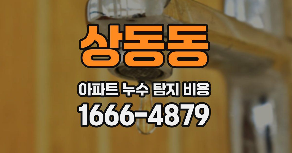 상동동 아파트 누수 탐지 비용