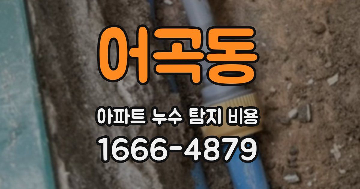 어곡동 아파트 누수 탐지 비용