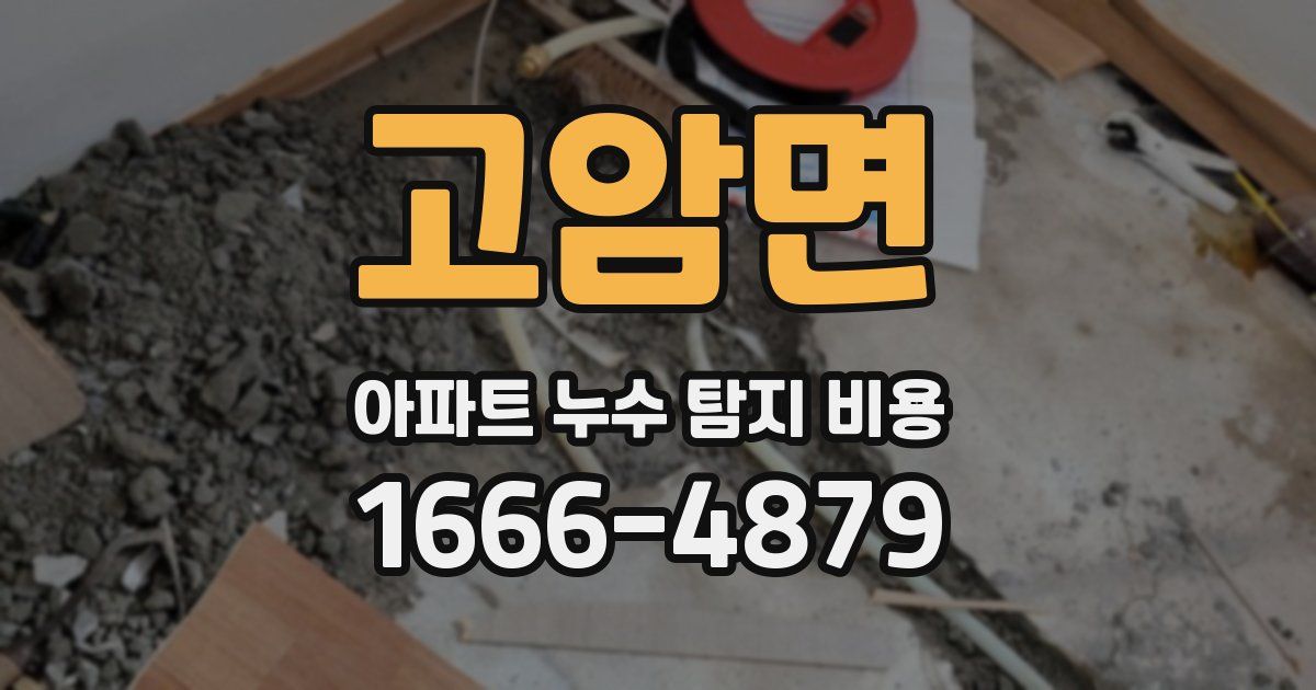 고암면 아파트 누수 탐지 비용