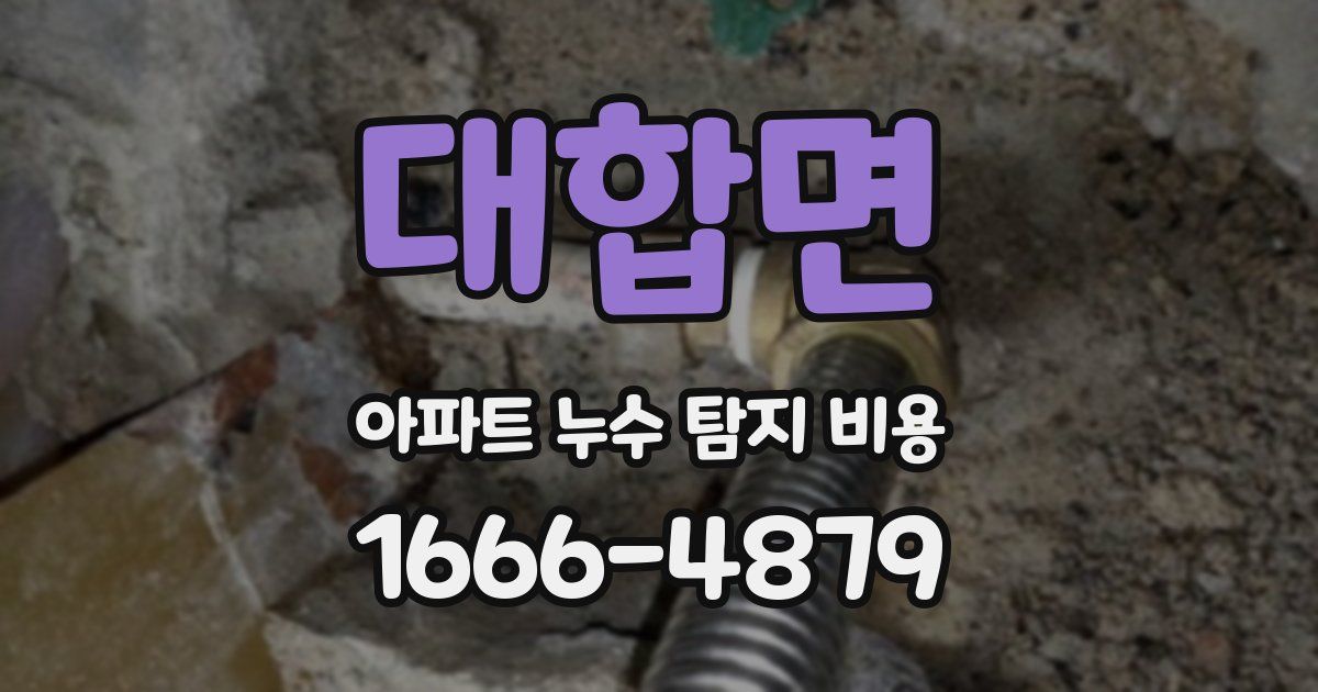 대합면 아파트 누수 탐지 비용