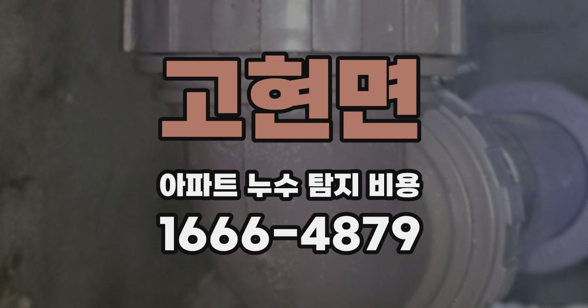 고현면 아파트 누수 탐지 비용