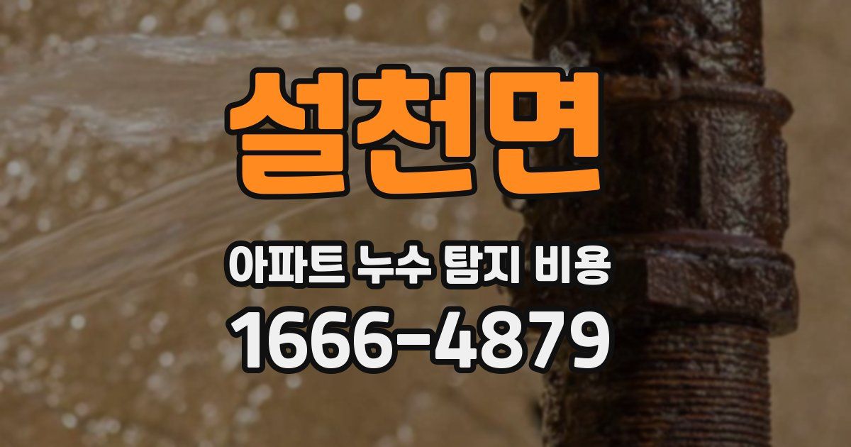 설천면 아파트 누수 탐지 비용