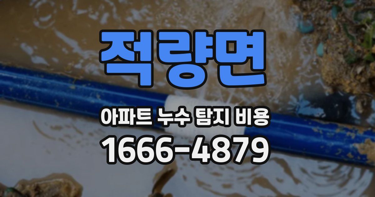 적량면 아파트 누수 탐지 비용