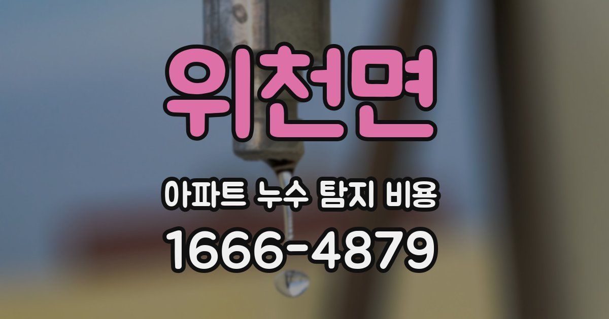 위천면 아파트 누수 탐지 비용