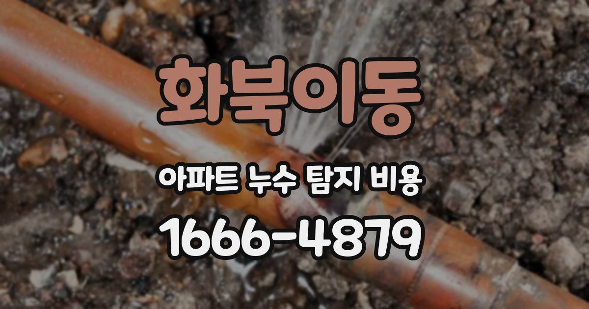 화북이동 아파트 누수 탐지 비용