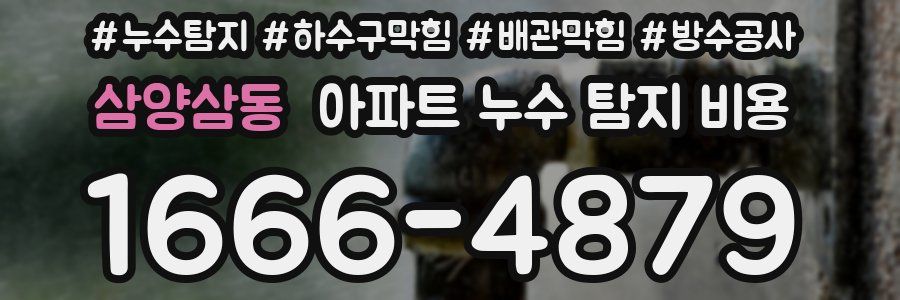 삼양삼동 아파트 누수 탐지 비용