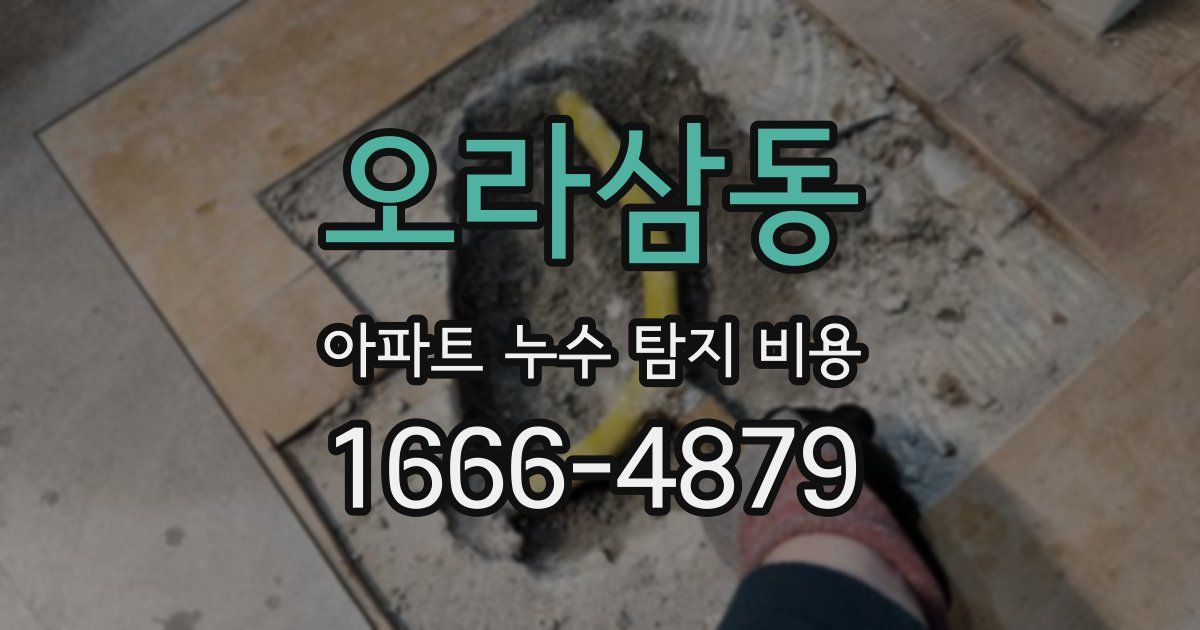 오라삼동 아파트 누수 탐지 비용