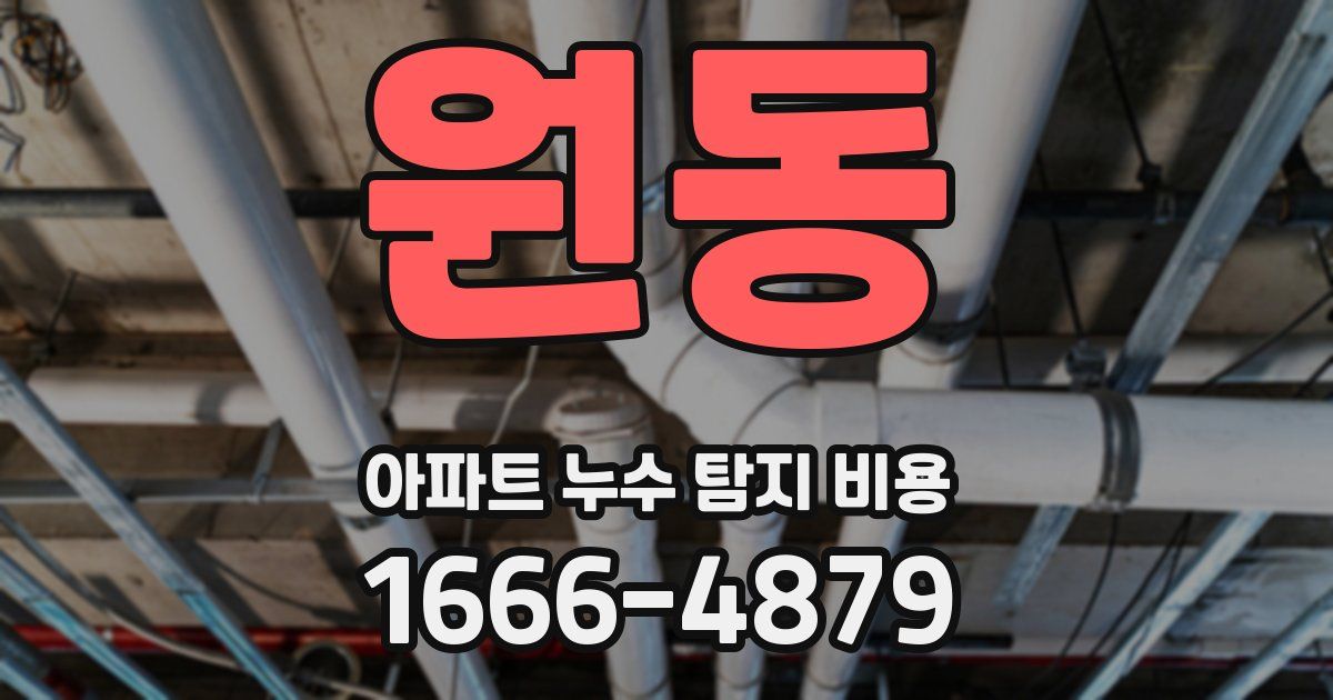 원동 아파트 누수 탐지 비용
