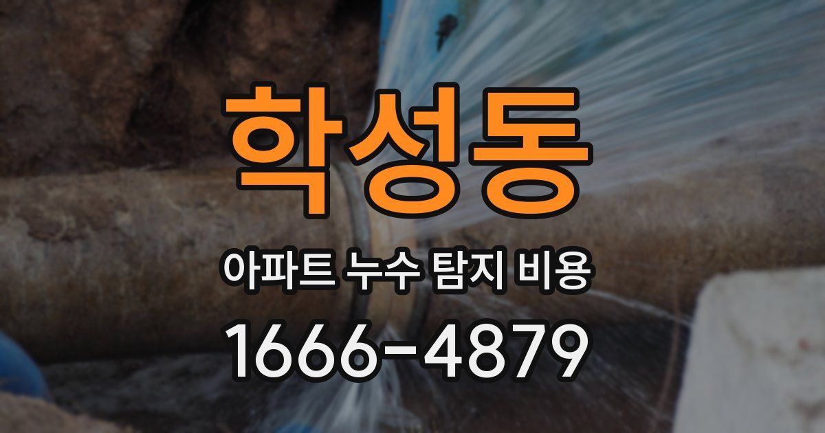 학성동 아파트 누수 탐지 비용