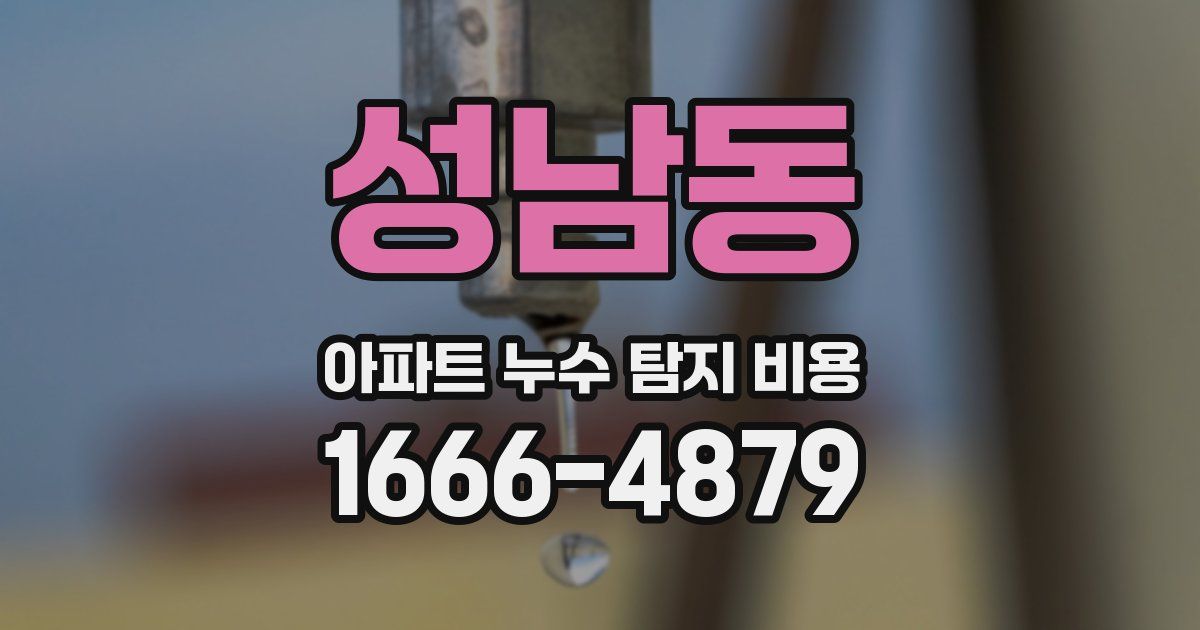 성남동 아파트 누수 탐지 비용