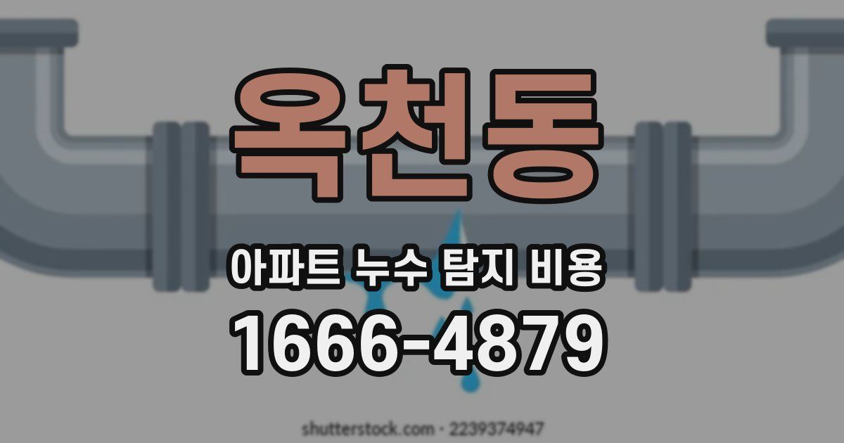 옥천동 아파트 누수 탐지 비용