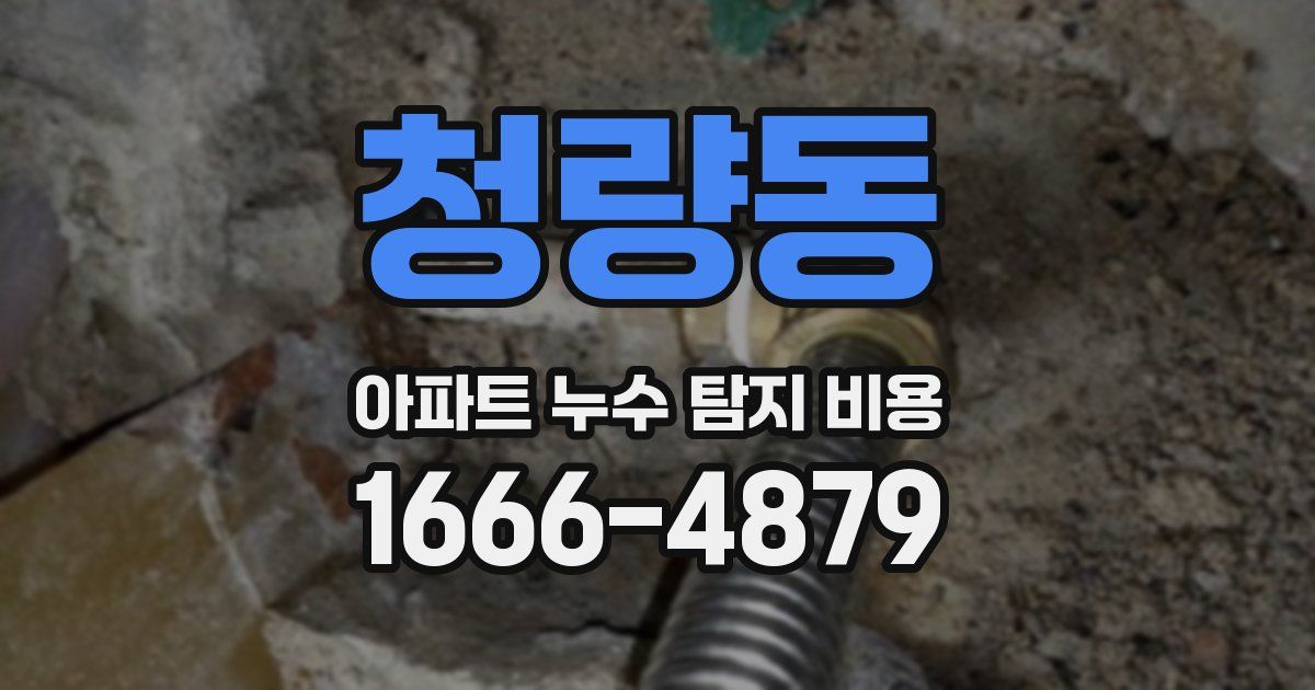 청량동 아파트 누수 탐지 비용