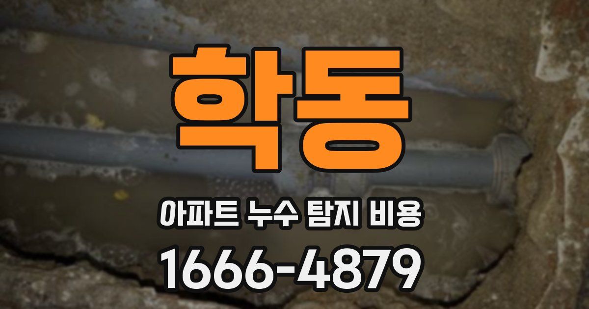 학동 아파트 누수 탐지 비용