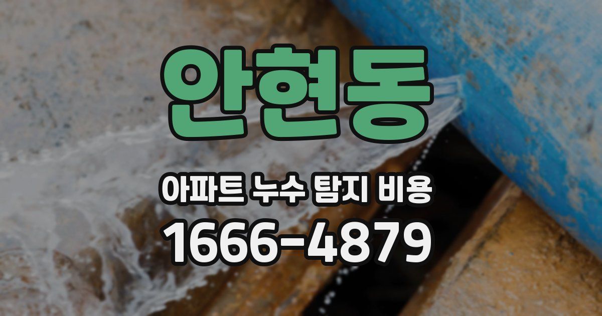 안현동 아파트 누수 탐지 비용